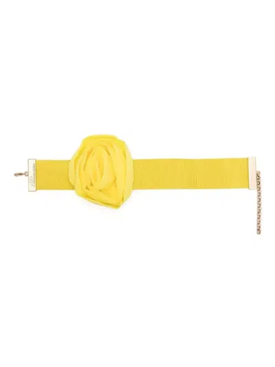 Blumarine Georgette Rose Necklace In Yellow