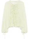 Blumarine Georgette Ruffled Blouse In 绿色
