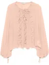 Blumarine Georgette Ruffled Blouse In Pink
