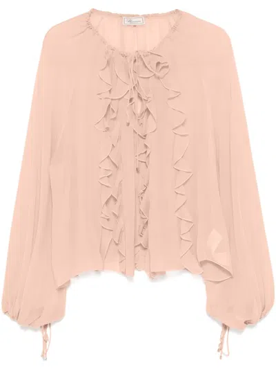 Blumarine Georgette Ruffled Blouse In Pink