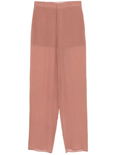 Blumarine Georgette Trousers In Brown