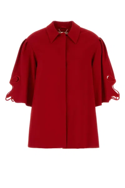 Blumarine Cut-out Flared-sleeve Oversize Jacket In Red