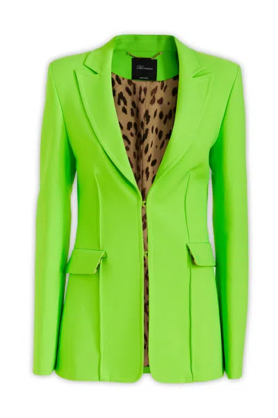 Blumarine Lapel Single Breasted Flap Pockets Jacket In Green