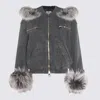 Blumarine Hooded Jacket With Faux Fur Trim In Multi