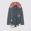 Blumarine Longline Jacket With Distressed Finish And Chest Pockets In Blue