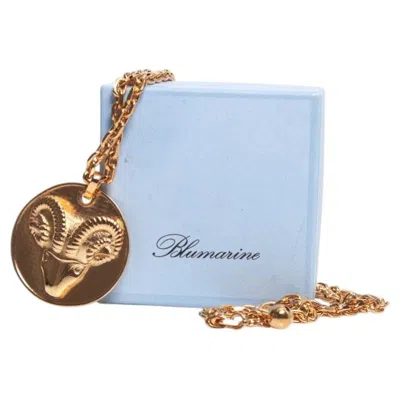 Pre-owned Blumarine , Gold Aries Coin Necklace In Blue