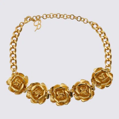Blumarine Gold Metal Rose Necklace In Golden