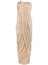 Blumarine Butterfly-pin Draped Gown In Neutrals