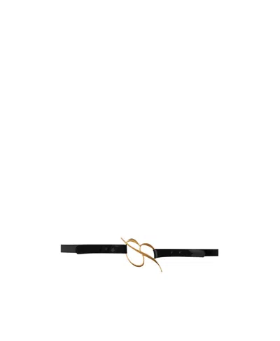 Blumarine Gold-toned Letter Logo Belt In Black