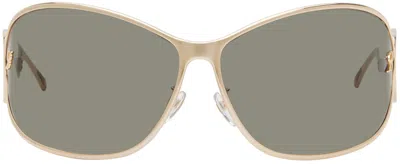 Blumarine Gold Wraparound Sunglasses In N0835 Gold