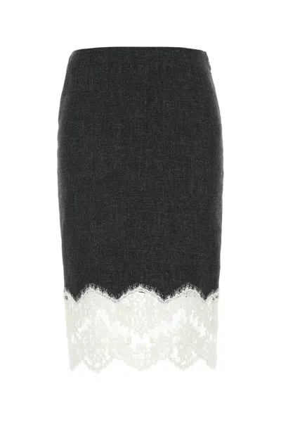 BLUMARINE BLUMARINE CHARCOAL STRETCH VISCOSE BLEND SKIRT