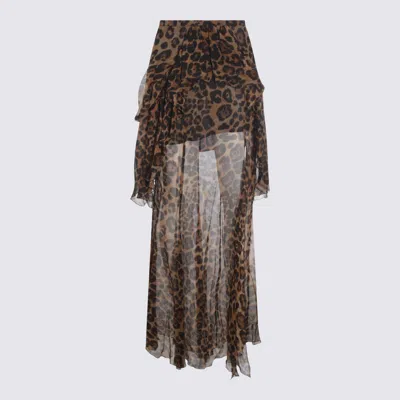 Blumarine Animal Print Layered Sheer Skirt In Multi