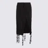 Blumarine Textured Fabric Skirt With Ruffled Slit In Black