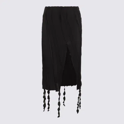 BLUMARINE BLUMARINE BLACK VISCOSE MIDI SKIRT