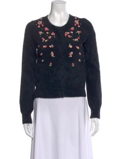Pre-owned Blumarine Graphic Print Crew Neck Sweater In Blue