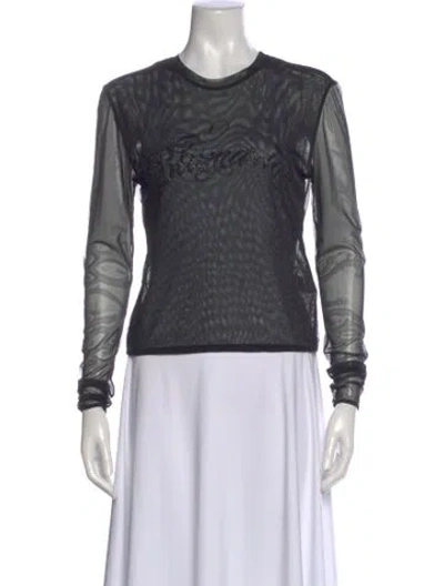 Pre-owned Blumarine Graphic Print Crew Neck Top W/ Tags In Gray