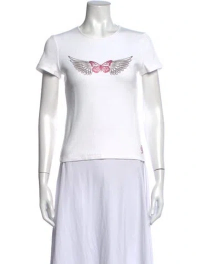 Pre-owned Blumarine Graphic Print Crew Neck T-shirt In White