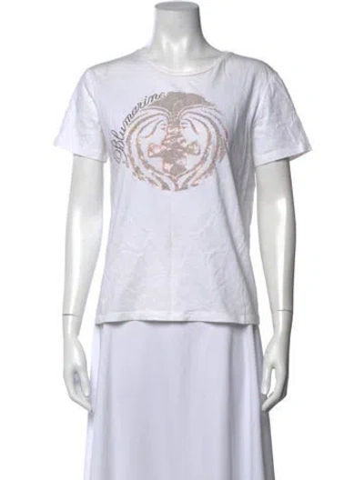 Pre-owned Blumarine Graphic Print Crew Neck T-shirt In White