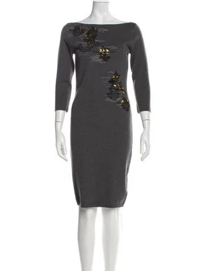 Pre-owned Blumarine Graphic Print Knee-length Dress In Gray