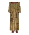 Blumarine Graphic-print Layered Maxi Skirt In Green