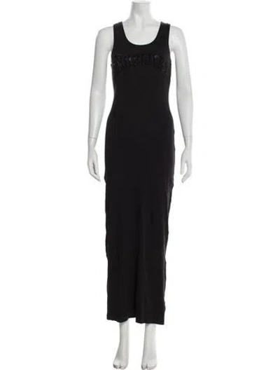 Pre-owned Blumarine Graphic Print Long Dress In Black