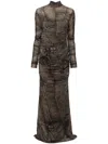 Blumarine Graphic-print Ruched Dress In Green