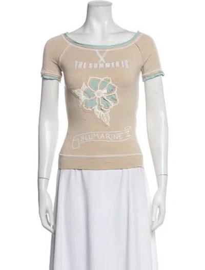 Pre-owned Blumarine Graphic Print Scoop Neck Top In Multicolor