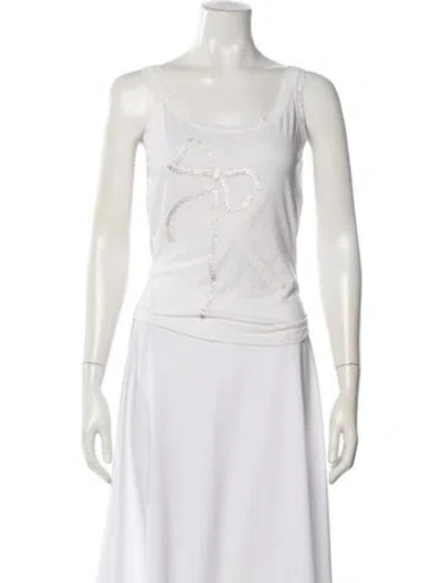 Pre-owned Blumarine Graphic Print Scoop Neck Top In White