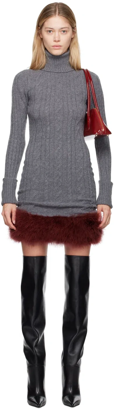Blumarine Grey Turtleneck Minidress In N0954 Kitten Grey