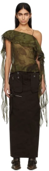 Blumarine Green Asymmetric Blouse In M5695 Militare/dark