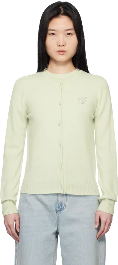 Blumarine Green Cashmere Cardigan In N0473 Canary Green