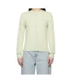 Blumarine Green Cashmere Cardigan In White