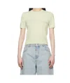 Blumarine Green Cashmere Cropped Sweater In White