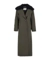 Blumarine Green Coat With Classic Lapels And Removable Collar In Wool Blend Woman In Green