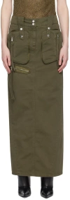 Blumarine Green Embroidered Maxi Skirt In D0569 Militare