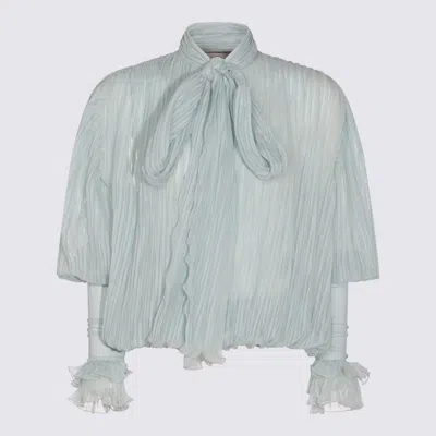 Blumarine Green Silk Top In Swamp Green