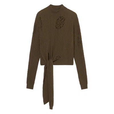Blumarine Green Sweaters In Brown
