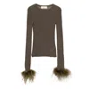Blumarine Green Sweaters In Brown