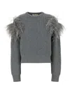 Blumarine Grey Wool Sweater In Gray