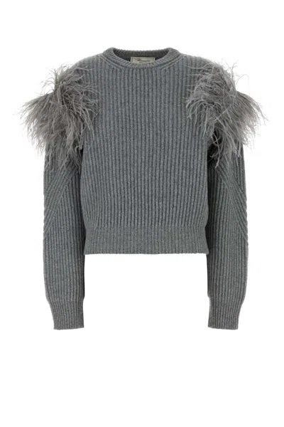 Blumarine Grey Wool Sweater In Gray