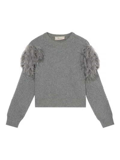 Blumarine Grey Wool Sweater In Gray
