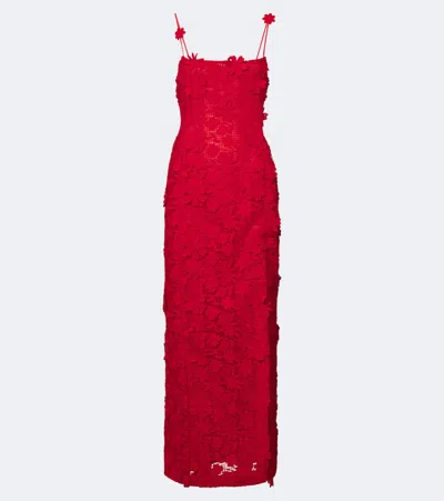 Blumarine Guipure Lace Gown In Red