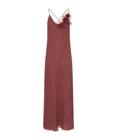 BLUMARINE BLUMARINE 3D FLOWER EMBELLISHED LONG GEORGETTE DRESS