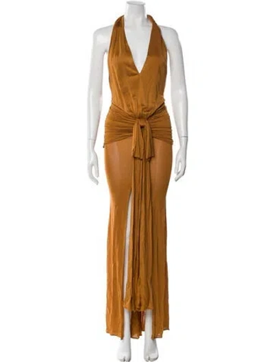 Pre-owned Blumarine Halterneck Long Dress In Brown