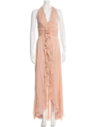 Pre-owned Blumarine Halterneck Long Dress In Pink