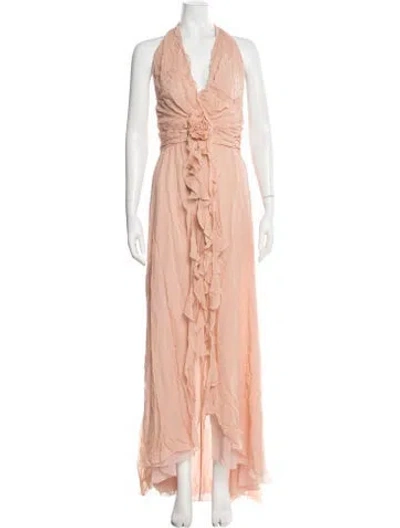 Pre-owned Blumarine Halterneck Long Dress In Pink