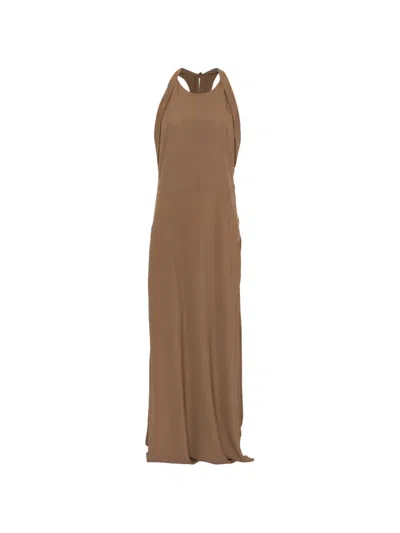 Blumarine Halterneck Maxi Dress In Brown