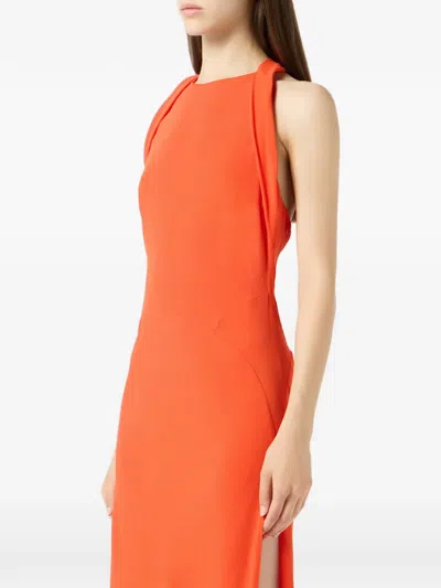 Blumarine Halterneck Maxi Dress In Orange