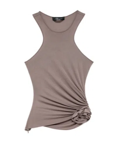 Blumarine Halterneck Tank Top In Gray