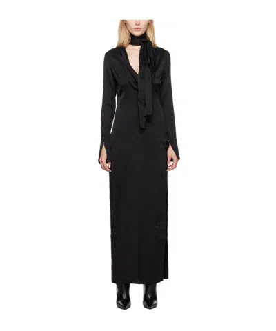 Blumarine Hanging Collar Long-sleeved Dress In Black